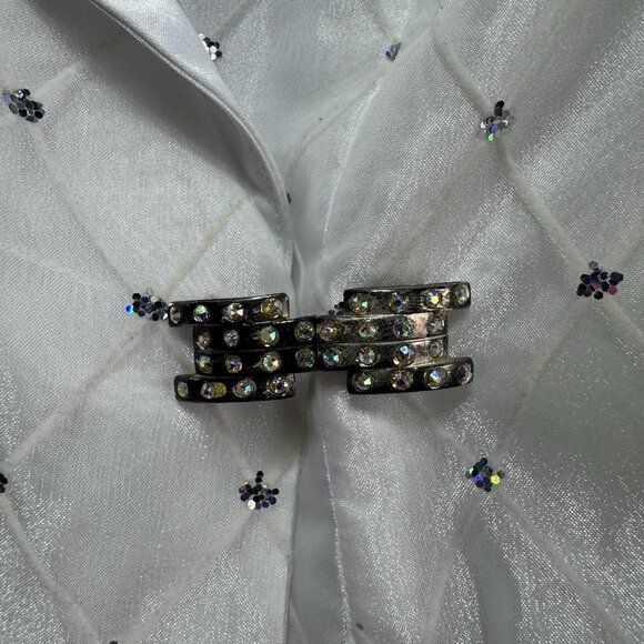 NWT R&M Richards Jacket Size 14 White Sheer Satin Glitter Womens Holiday Wedding - Picture 12 of 13